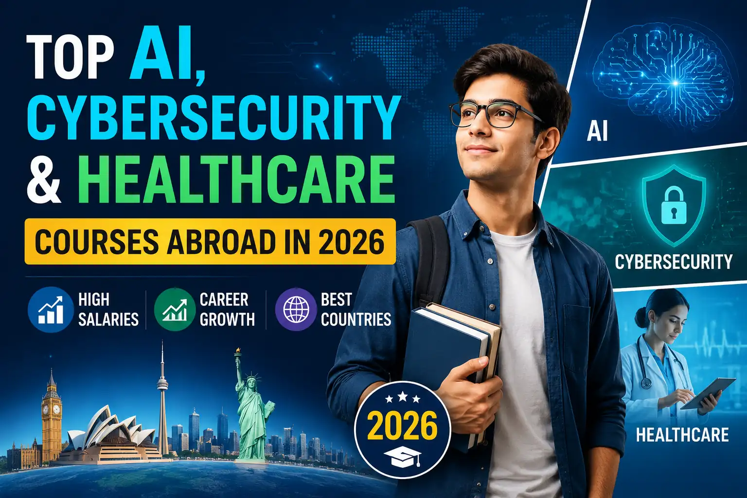Top AI, Cybersecurity & Healthcare Courses Abroad in 2026: Salaries, Career Growth & Best Countries
